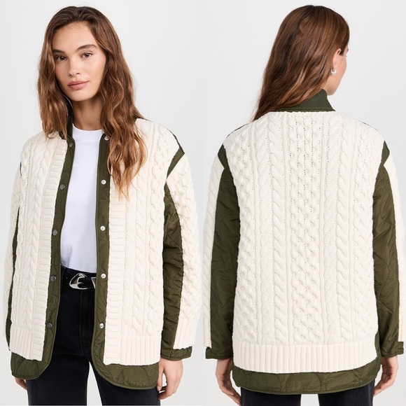 NWT Rag & Bone Winnie Mixed Media Cable Knit Sweater Jacket
